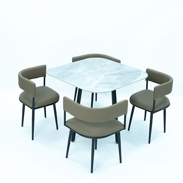 DINING TABLE (LT-8) TABLE TOP, BROWN CHAIR & CHAIR LEG