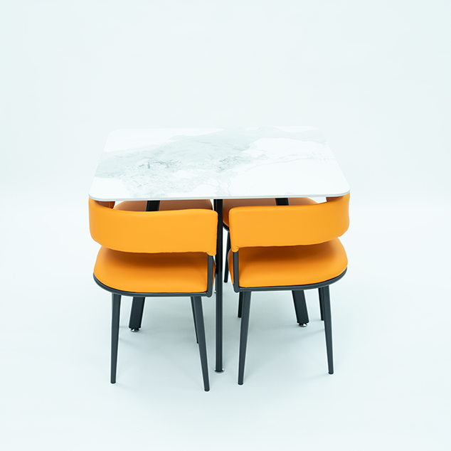 DINING TABLE (LT-10) TABLE TOP, ORANGE CHAIR & CHAIR LEG