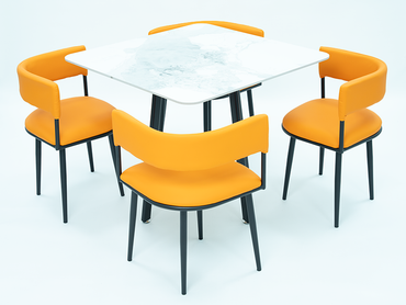 DINING TABLE (LT-10) TABLE TOP, ORANGE CHAIR & CHAIR LEG