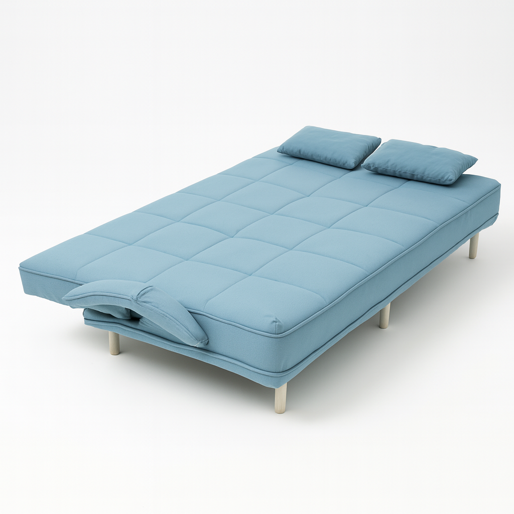 LANDTECH LT-6 Blue 3-Seater Folding Sofa Bed | Dual-Use Convertible Couch for Living Room & Apartment