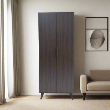 Landtech LT-20 - Modern Two-Door Wardrobe | Walnut Finish Wooden Closet