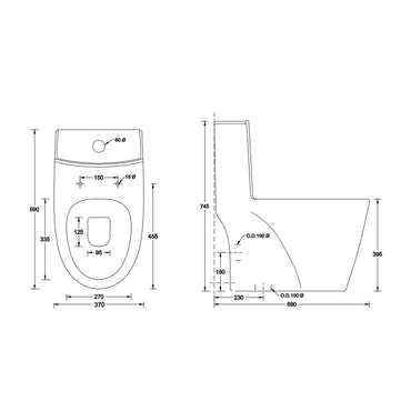 Landtech Opulent LT-102 One-Piece Dual Flush Toilet (WC) | Soft-Close Seat | P-Trap Wall Outlet
