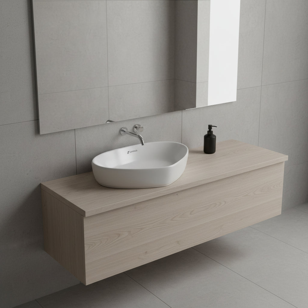 Landtech Roya Elite LT-104 Table Top Wash Basin | 600×410×125mm | Countertop Ceramic Basin | White