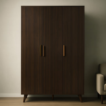 Landtech LT-21 Modern Three-Door Wardrobe with Storage & Replacement Parts | Dark Walnut Finish | Light Oak Finish