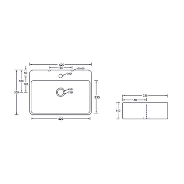Landtech Roya Elite LT-106 Table Top Wash Basin | Countertop Ceramic Basin | White