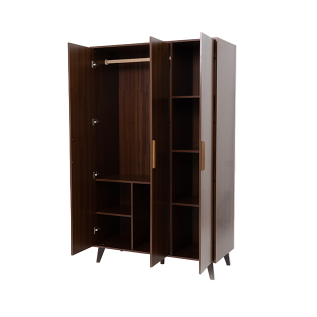 Landtech LT-21 Modern Three-Door Wardrobe with Storage & Replacement Parts | Dark Walnut Finish | Light Oak Finish