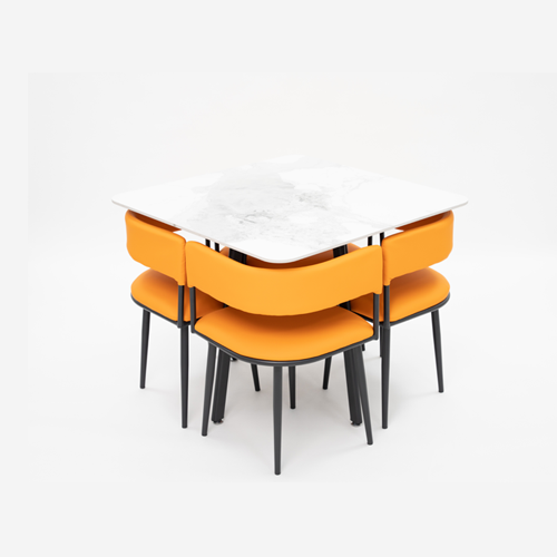 DINING TABLE (LT-10) TABLE TOP, ORANGE CHAIR & CHAIR LEG