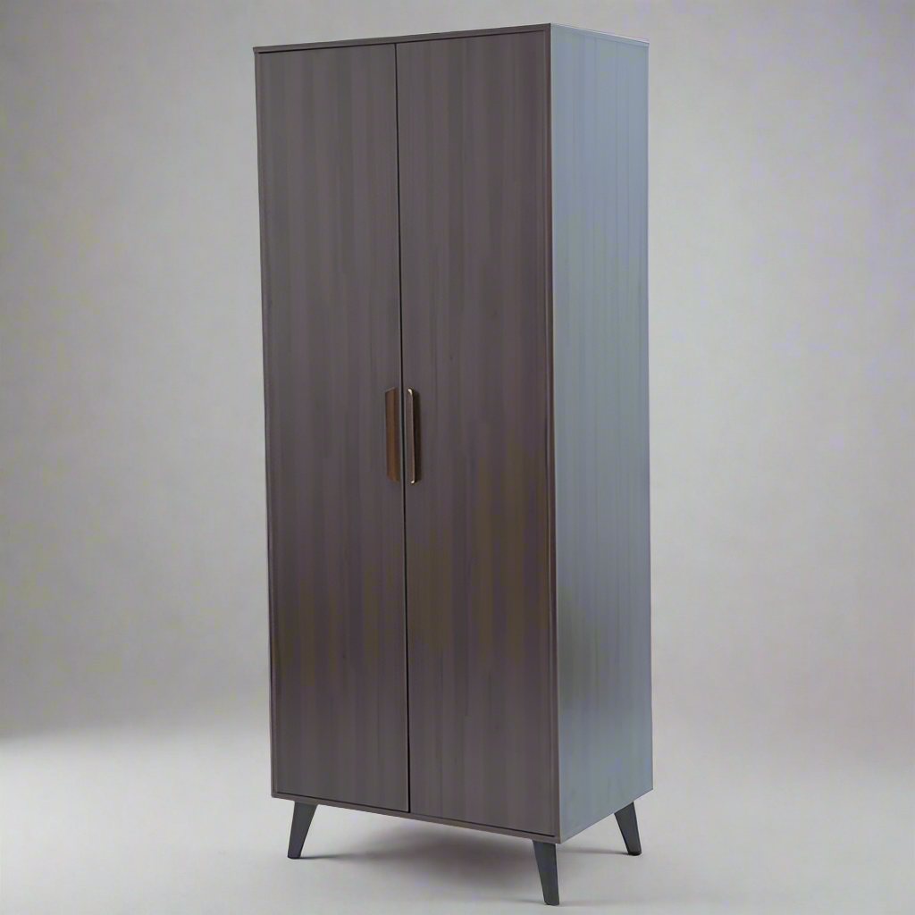 Landtech LT-20 - Modern Two-Door Wardrobe | Walnut Finish Wooden Closet