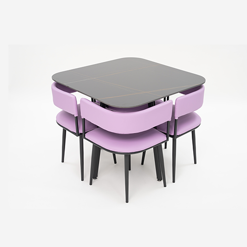 DINING TABLE (LT-12), TABLE TOP, VIOLET CHAIR & CHAIR LEG