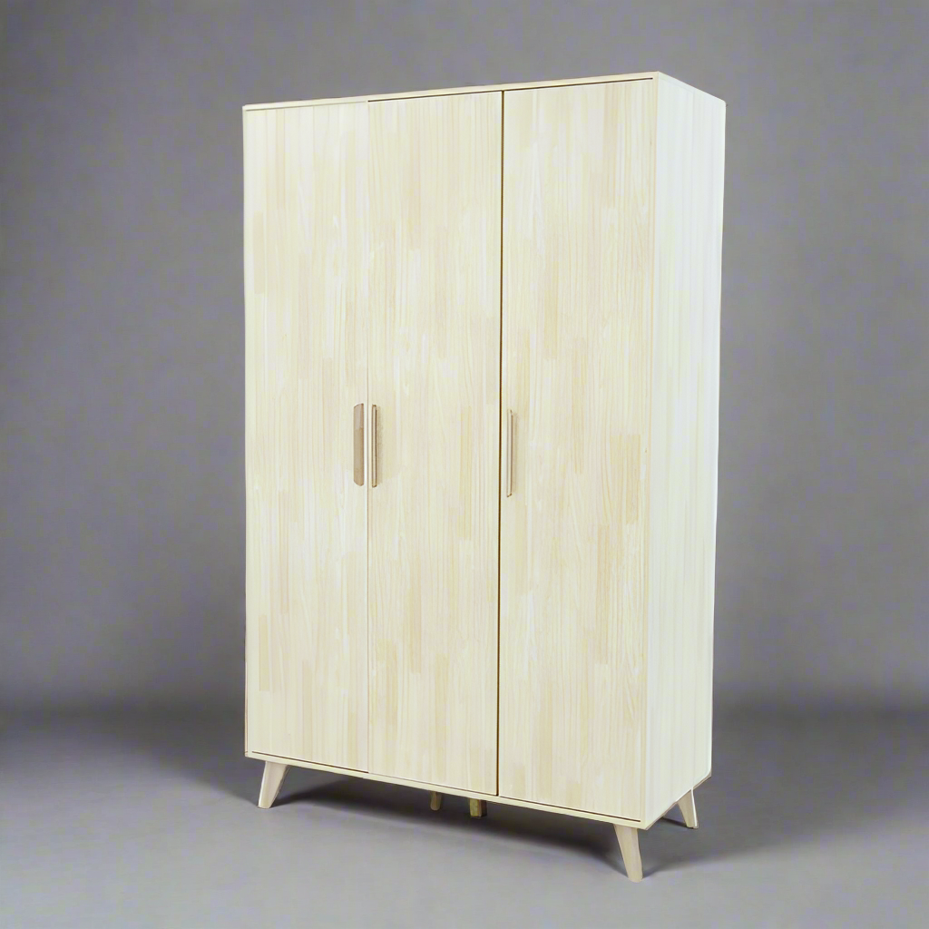 Landtech LT-21 Modern Three-Door Wardrobe with Storage & Replacement Parts | Dark Walnut Finish | Light Oak Finish