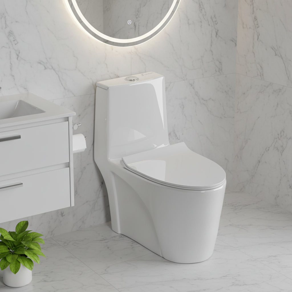 Landtech Opulent LT-102 One-Piece Dual Flush Toilet (WC) | Soft-Close Seat | P-Trap Wall Outlet