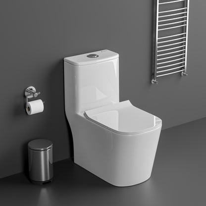 Landtech Noir & Blanc LT-114 One-Piece Siphonic Dual Flush Toilet (WC) | Soft-Close Seat | S-Trap 220mm Floor Outlet | White