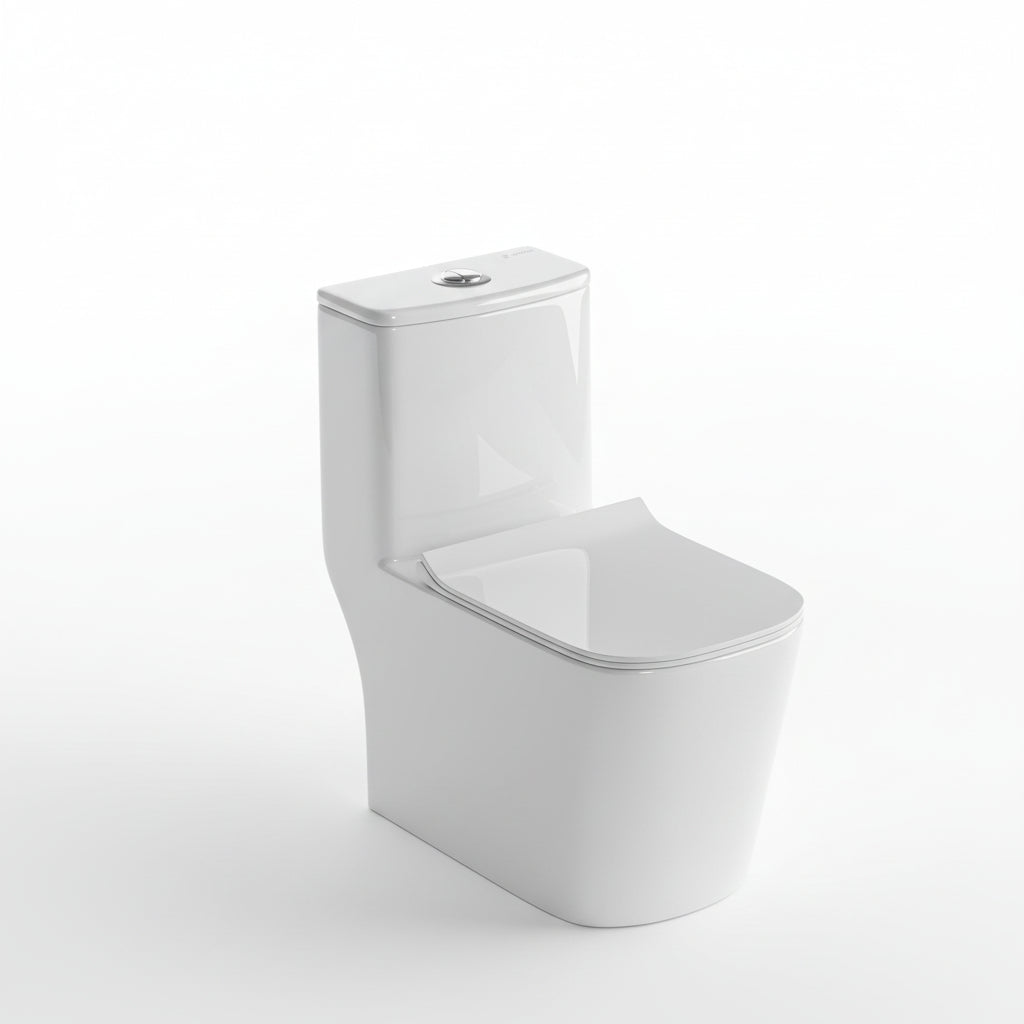 Landtech Noir & Blanc LT-103 One-Piece Siphonic Dual Flush Toilet (WC) | Soft-Close Seat | S-Trap 300mm Floor Outlet | White