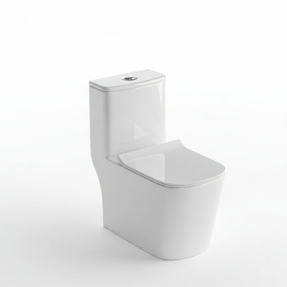Landtech Noir & Blanc LT-114 One-Piece Siphonic Dual Flush Toilet (WC) | Soft-Close Seat | S-Trap 220mm Floor Outlet | White