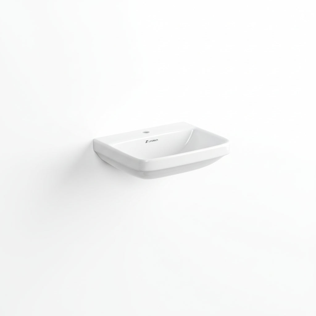 LandTech Infinia LT-117 Wash Basin Without Pedestal | 455×370×820mm | Wall-Mounted Ceramic Basin | White
