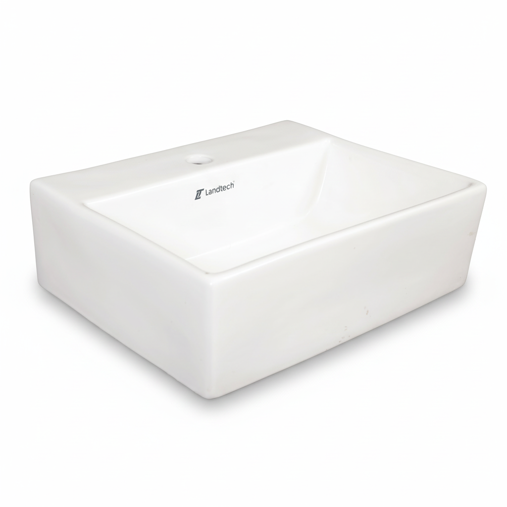 Landtech Roya Elite LT-106 Table Top Wash Basin | Countertop Ceramic Basin | White