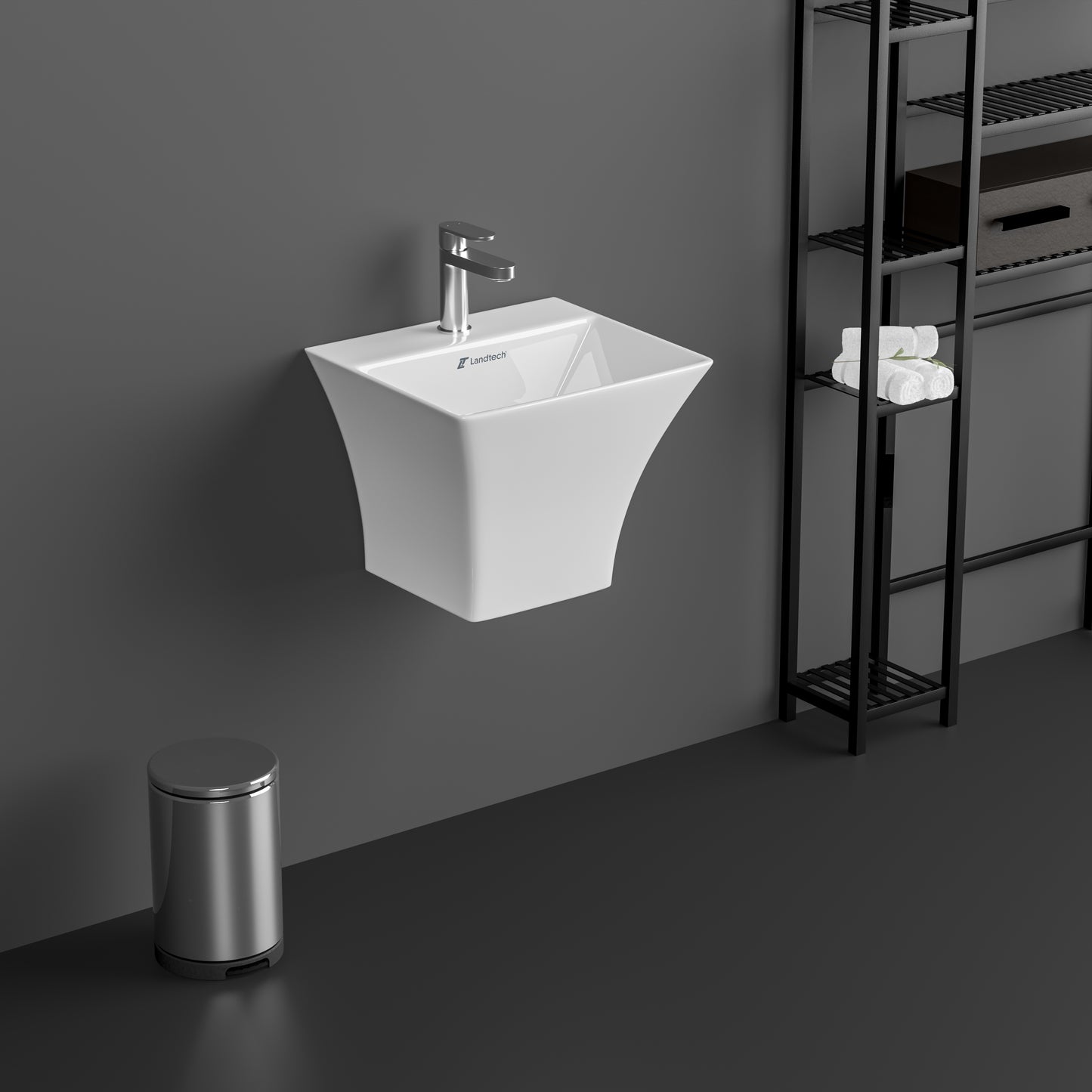 Landtech Prestige LT-110 Wall Hung One-Piece Basin | 440×500×400mm | Ceramic Wash Basin | White