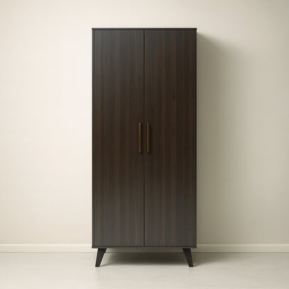 Landtech LT-20 - Modern Two-Door Wardrobe | Walnut Finish Wooden Closet