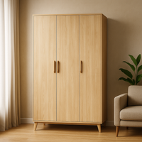 Landtech LT-21 Modern Three-Door Wardrobe with Storage & Replacement Parts | Dark Walnut Finish | Light Oak Finish
