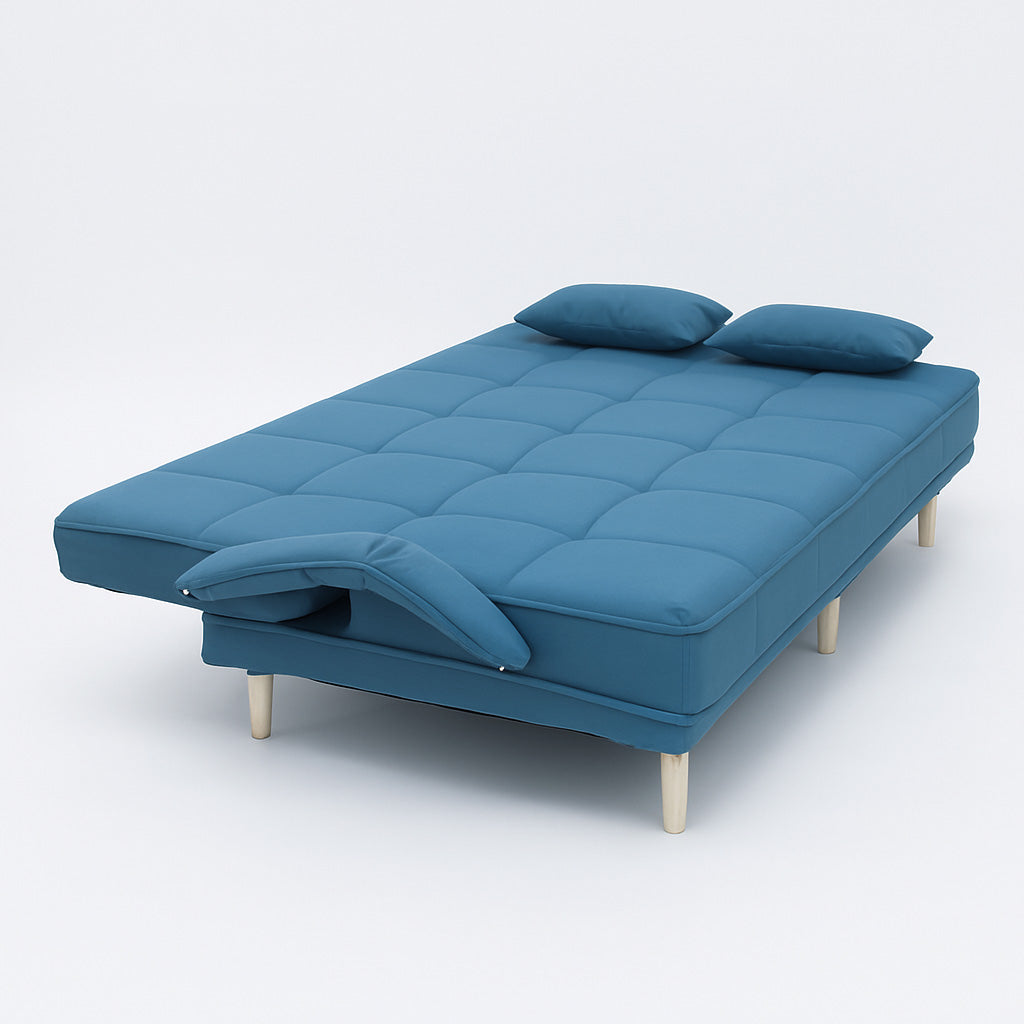 LANDTECH LT-5 Dark Blue 3-Seater Folding Sofa Bed | Multi-Functional Fabric Sofa for Living Room & Apartment | Model LT-5