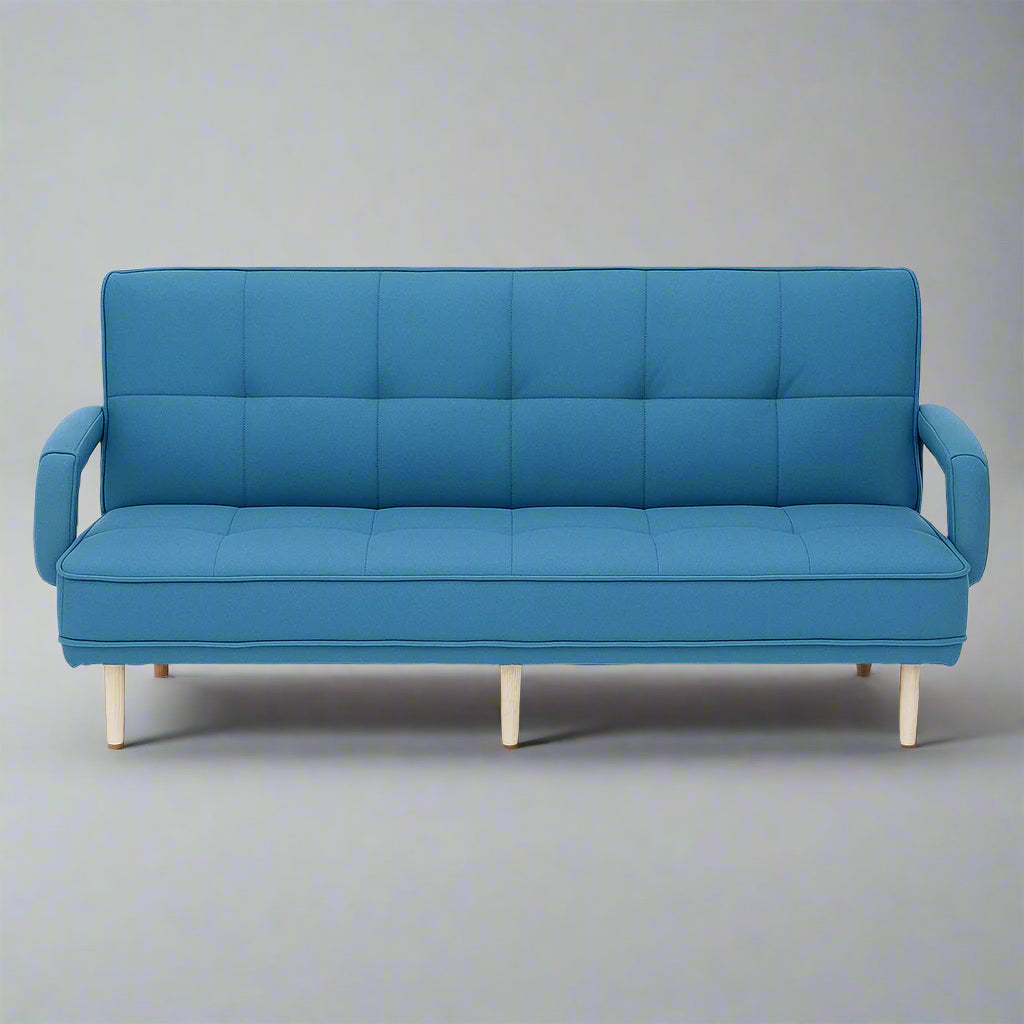 LANDTECH LT-5 Dark Blue 3-Seater Folding Sofa Bed | Multi-Functional Fabric Sofa for Living Room & Apartment | Model LT-5