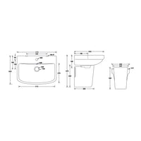 Landtech EcoLux LT-109 Wash Basin with Half Pedestal | 410×560×475mm | Wall-Hung Ceramic Basin | White