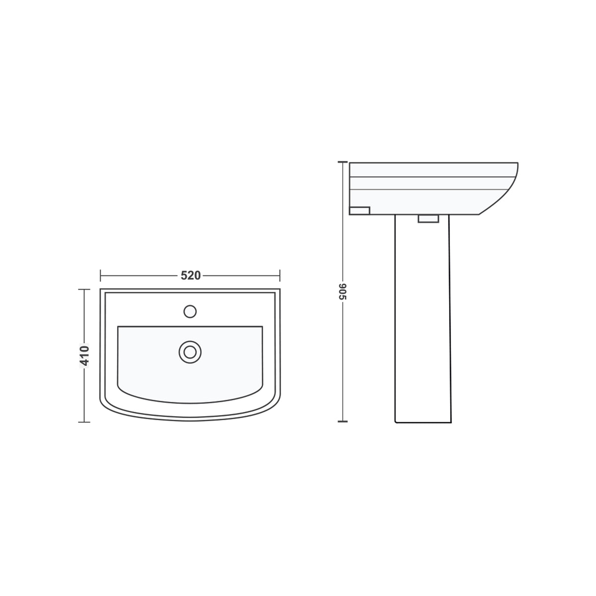 Landtech Infinia LT-119 Wash Basin Without Pedestal | Wall-Mounted Ceramic Basin | White