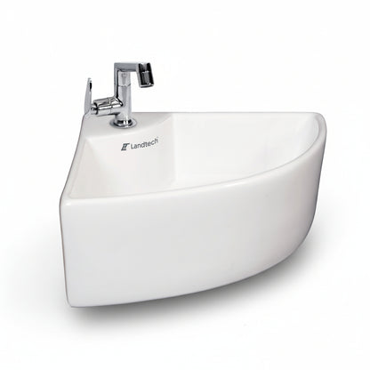 Landtech Regal LT-113 Corner Basin | 310×420×125mm | Space-Saving Ceramic Wash Basin | White