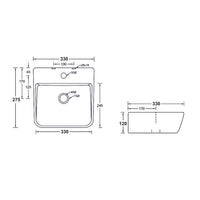 Landtech Prestige LT-110 Wall Hung One-Piece Basin | 440×500×400mm | Ceramic Wash Basin | White