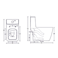 Landtech Noir & Blanc LT-103 One-Piece Siphonic Dual Flush Toilet (WC) | Soft-Close Seat | S-Trap 300mm Floor Outlet | White