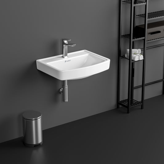 Landtech Infinia LT-119 Wash Basin Without Pedestal | Wall-Mounted Ceramic Basin | White
