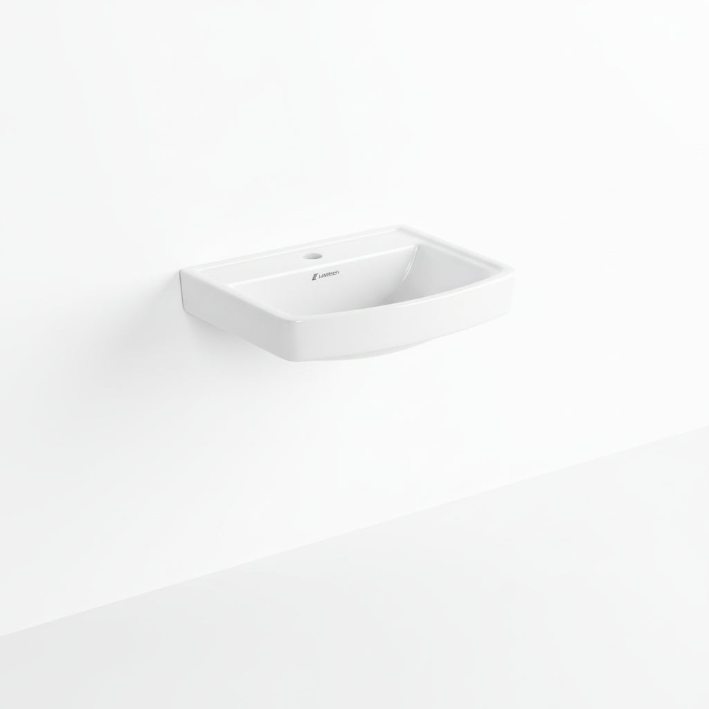 Landtech Infinia LT-119 Wash Basin Without Pedestal | Wall-Mounted Ceramic Basin | White