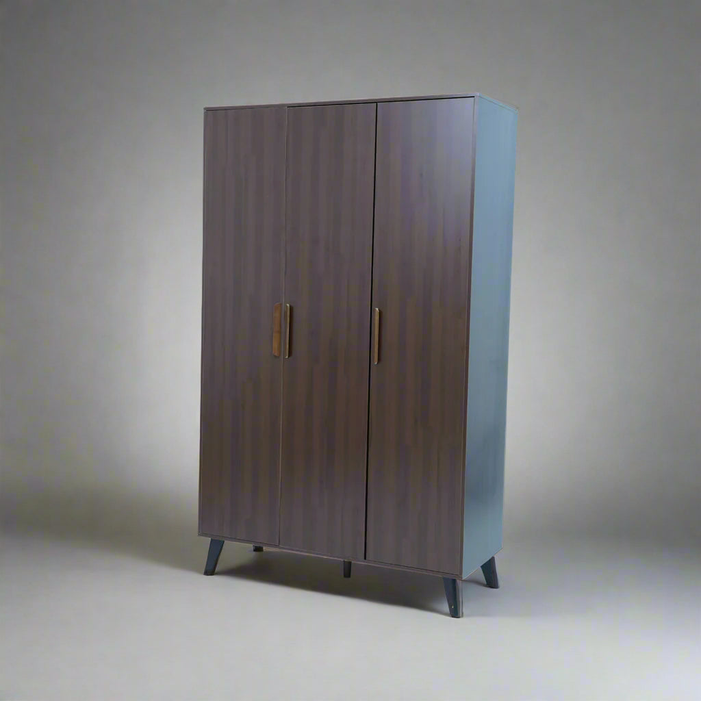 Landtech LT-21 Modern Three-Door Wardrobe with Storage & Replacement Parts | Dark Walnut Finish | Light Oak Finish