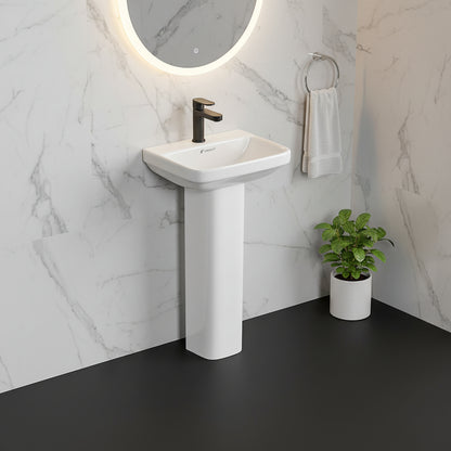 Landtech Infinia LT-118 Wash Basin with Full Pedestal | 455×370×820mm | Ceramic Pedestal Basin | White