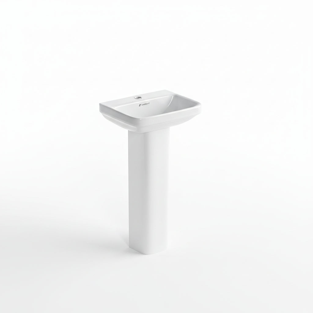 Landtech Infinia LT-118 Wash Basin with Full Pedestal | 455×370×820mm | Ceramic Pedestal Basin | White