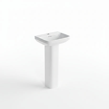 Landtech Infinia LT-118 Wash Basin with Full Pedestal | 455×370×820mm | Ceramic Pedestal Basin | White
