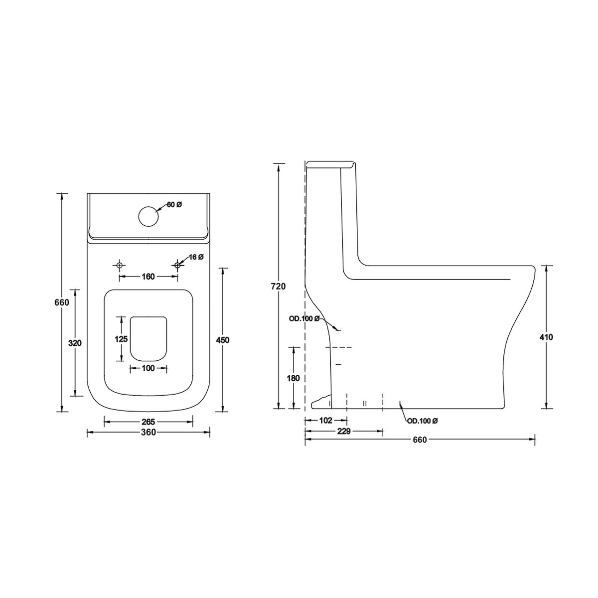 Landtech Phantom LT-115 One-Piece Dual Flush Toilet (WC) | Soft-Close Seat | S-Trap 300mm Floor Outlet