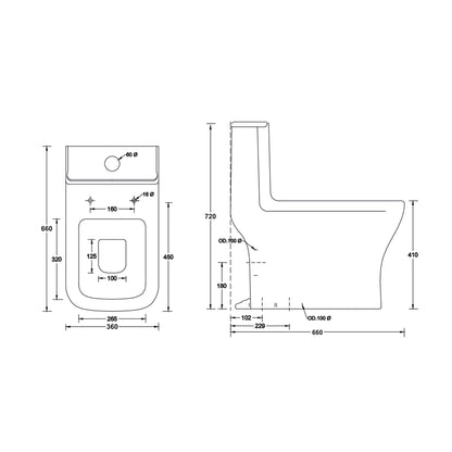 Landtech Phantom LT-115 One-Piece Dual Flush Toilet (WC) | Soft-Close Seat | S-Trap 300mm Floor Outlet