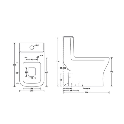 Landtech Phantom LT-100 Toilet WC  | S-Trap 220mm | Modern Bathroom Water Closet