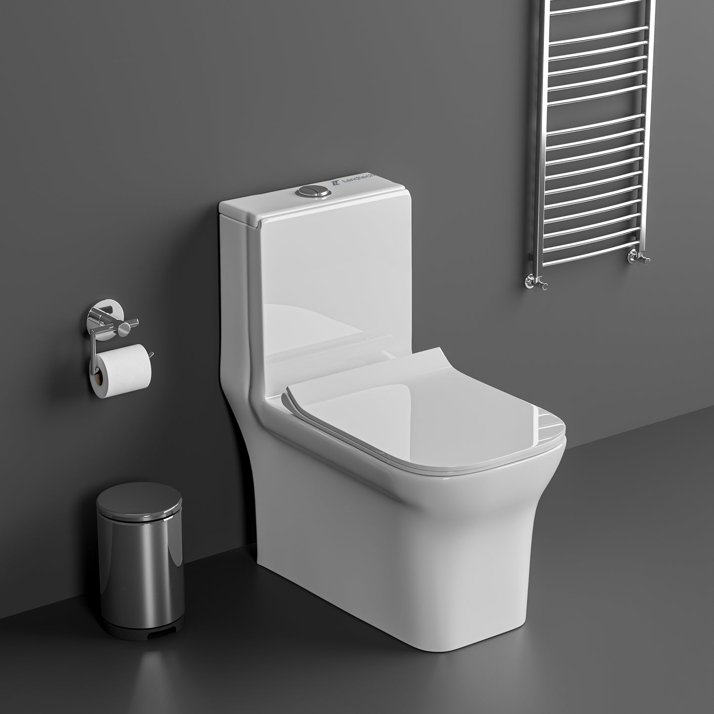 Landtech Phantom LT-101 One-Piece Dual Flush Toilet (WC) | Soft-Close Seat | P-Trap Wall Outlet