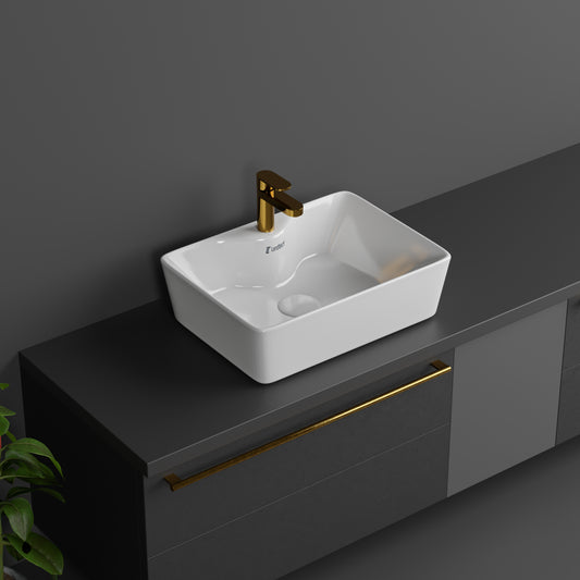 Landtech Roya Elite LT-105 Table Top Wash Basin | 490×380×130mm | Countertop Ceramic Basin | White